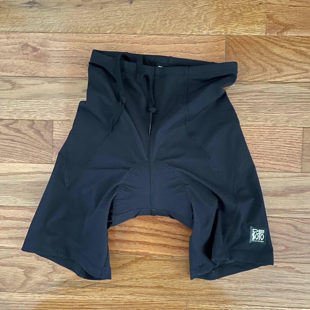 De Soto Womens XS Triathlon Bike Shorts Black Drawstring Padded Cycling